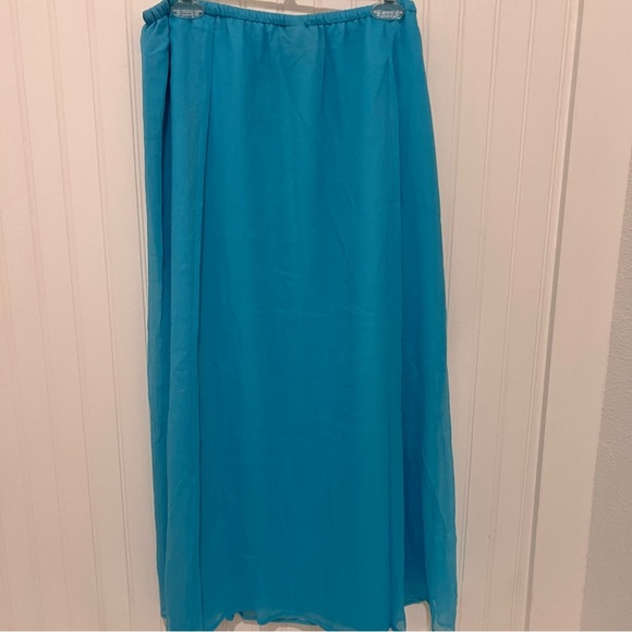 Y2K Saint Tropez West Vibrant Blue Maxi Skirt 100% Silk - Picture 3 of 4